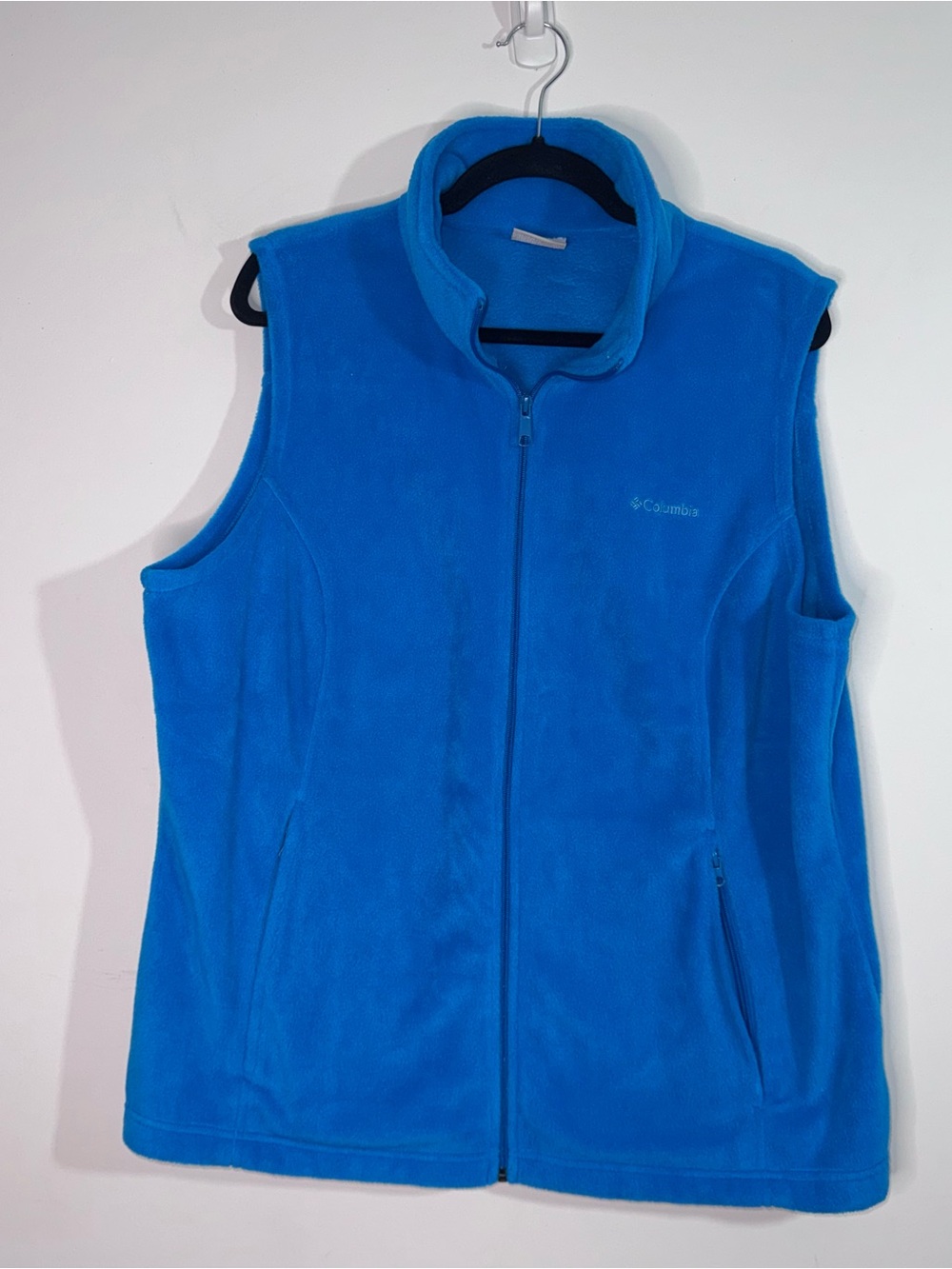 Columbia Women’s 1X Blue Fleece Vest Full Zip Outdoor Hiking Layer